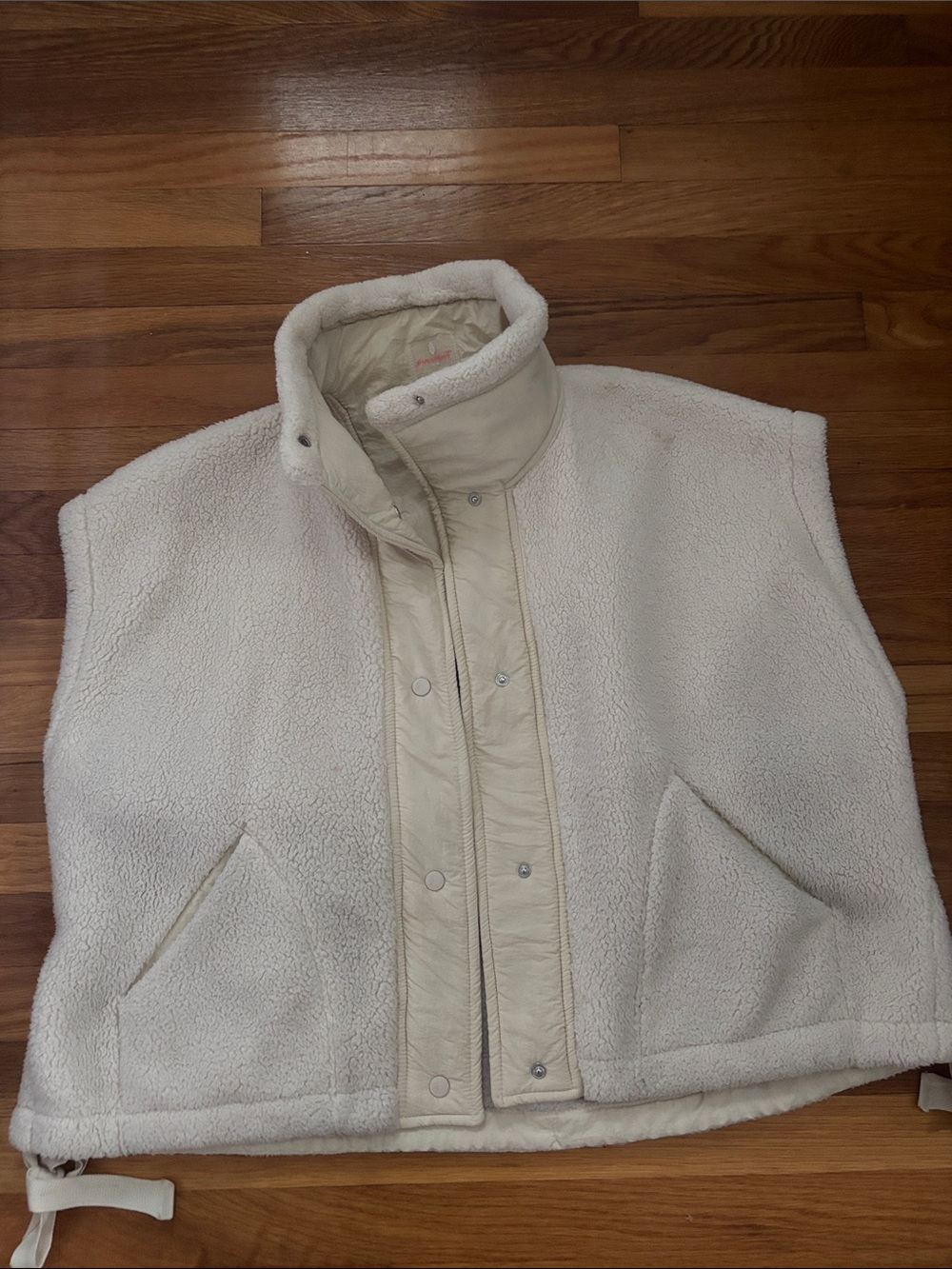 Free People Oversized Cream Sherpa Fleece Vest Jacket